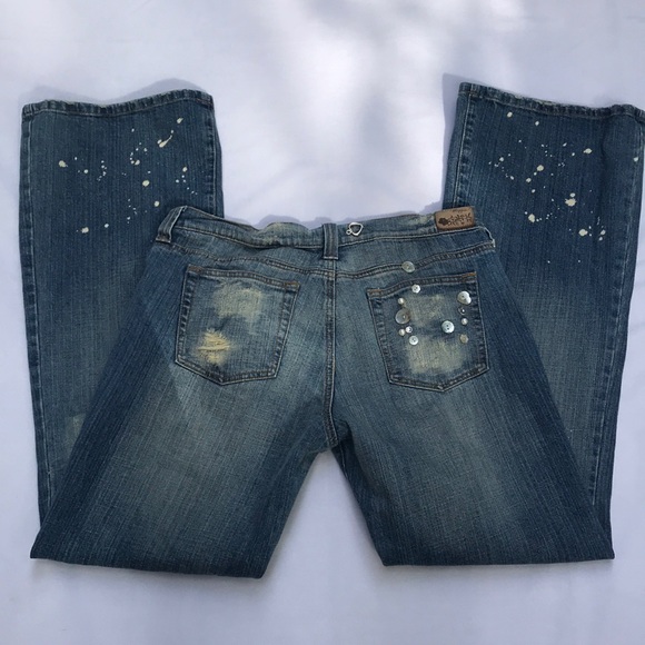 🌻 3/25 🌻 Boho Hippie Distressed Flare Leg Jeans - Picture 6 of 10